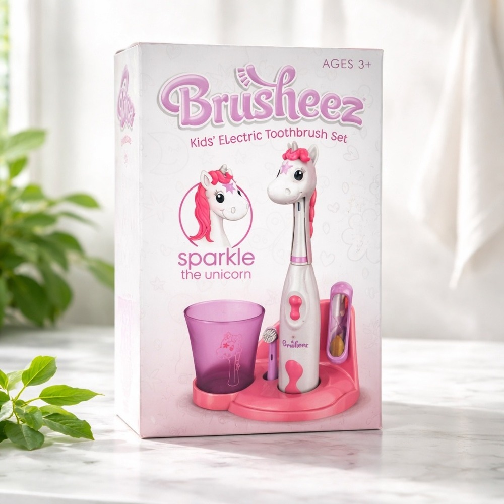 Brusheez Kids Electric Toothbrush Set Sparkle the Unicorn Pink Purple Ages 3+ - Picture 3 of 4